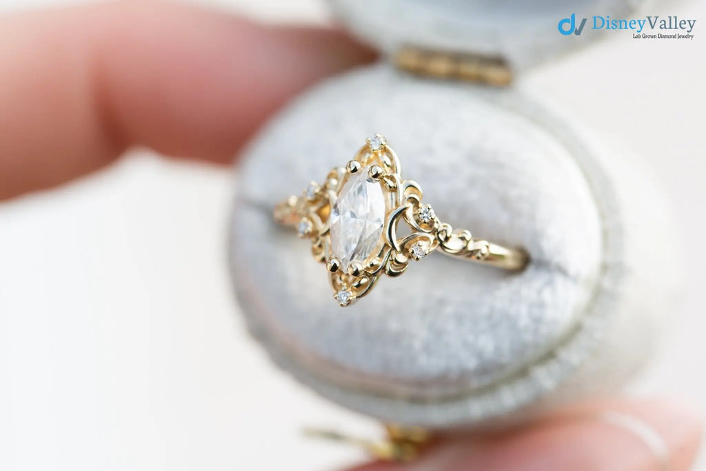 Vintage style marquise diamond aurora moon setting Cluster rings - DisneyValley