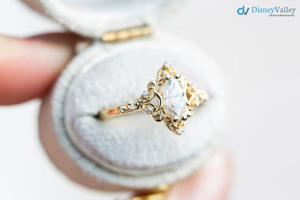 Vintage style marquise diamond aurora moon setting Cluster rings - DisneyValley