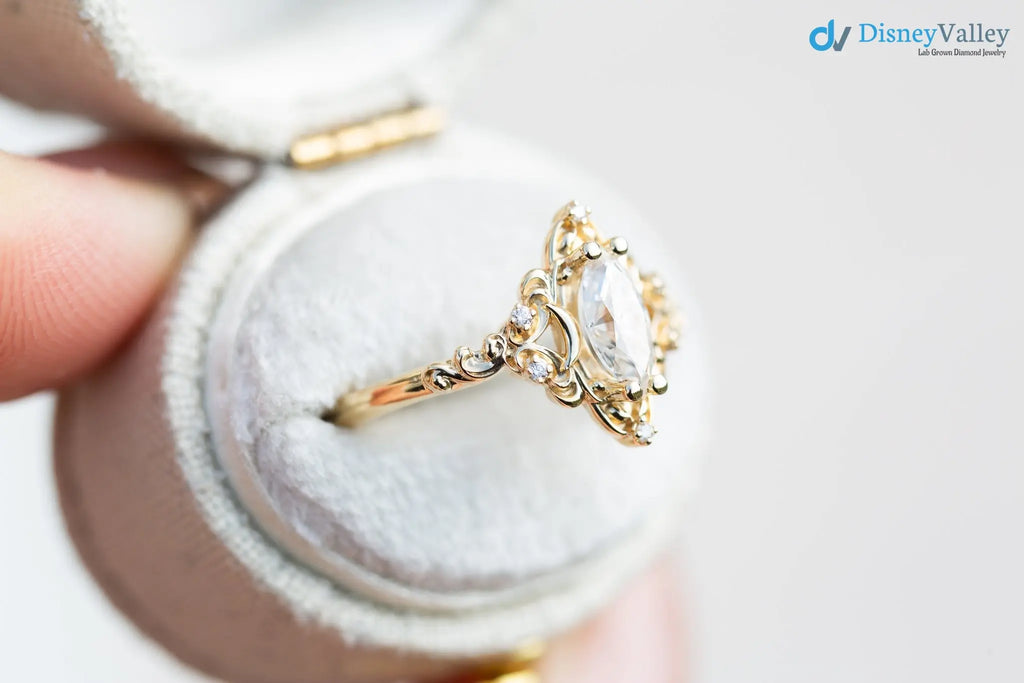 Vintage style marquise diamond aurora moon setting Cluster rings - DisneyValley