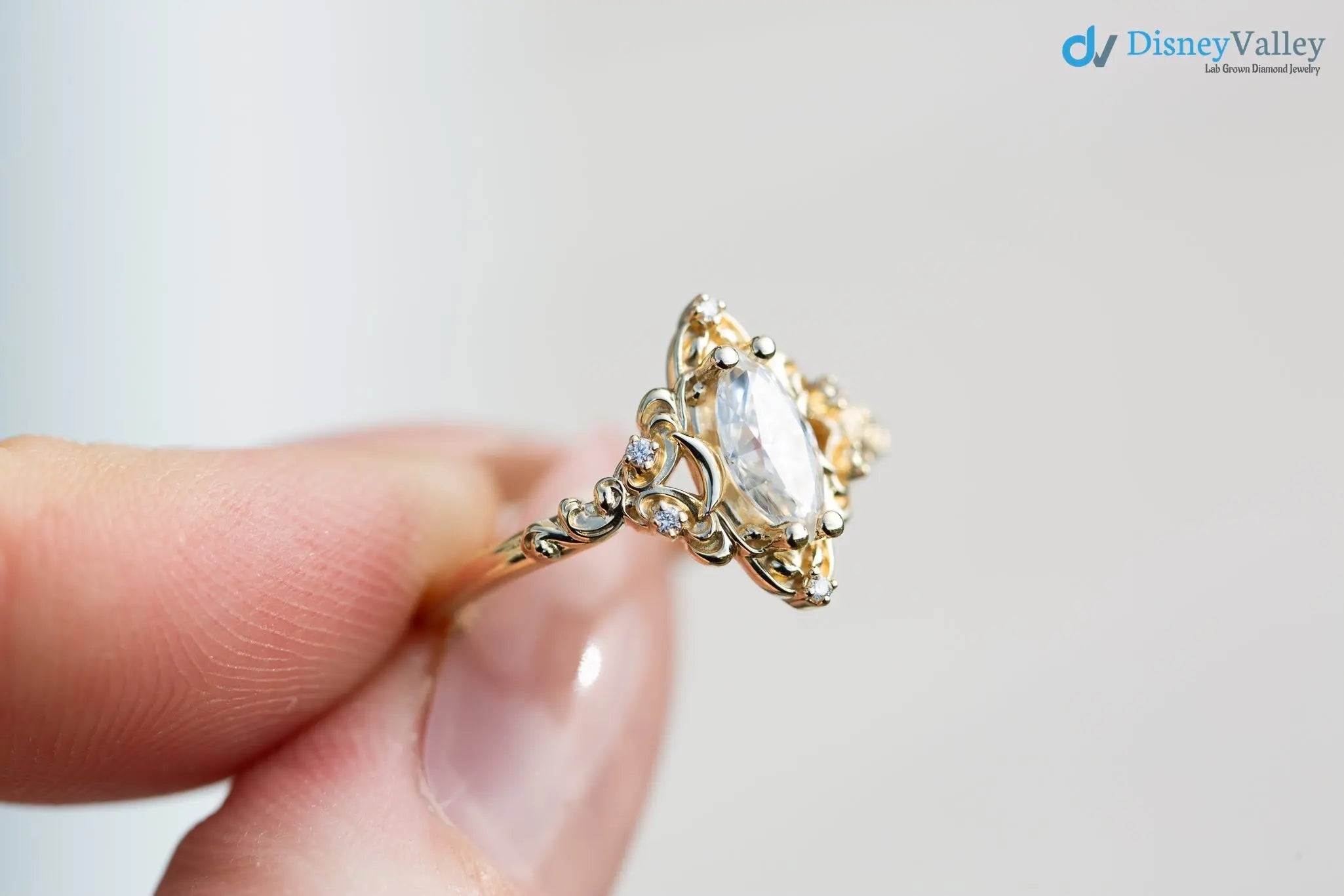 Vintage style marquise diamond aurora moon setting Cluster rings - DisneyValley
