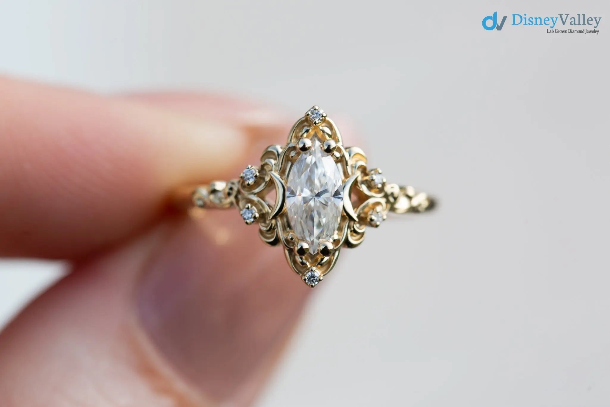 Vintage style marquise diamond aurora moon setting Cluster rings - DisneyValley