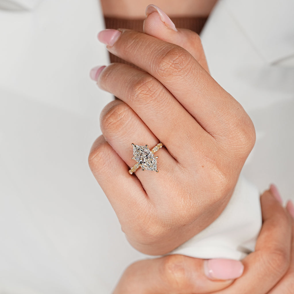 Dutch Marquise Vintage Inspired Engagement Ring with Pave