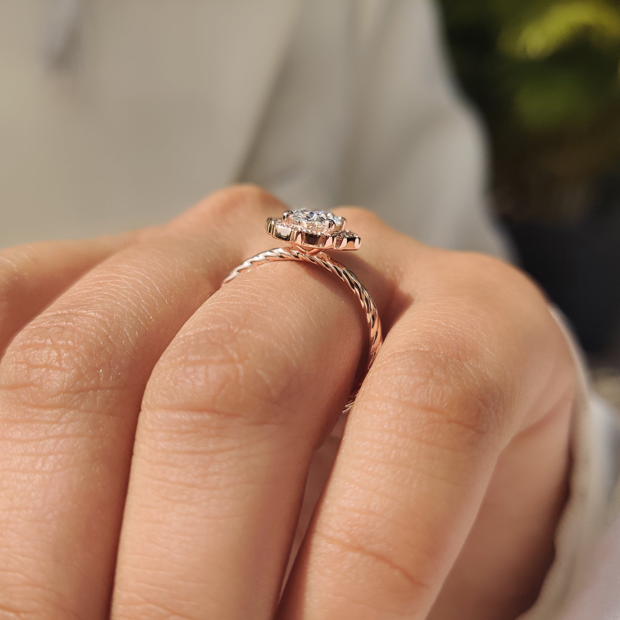 Oval Diamond Engagement Ring in Milgrain Details