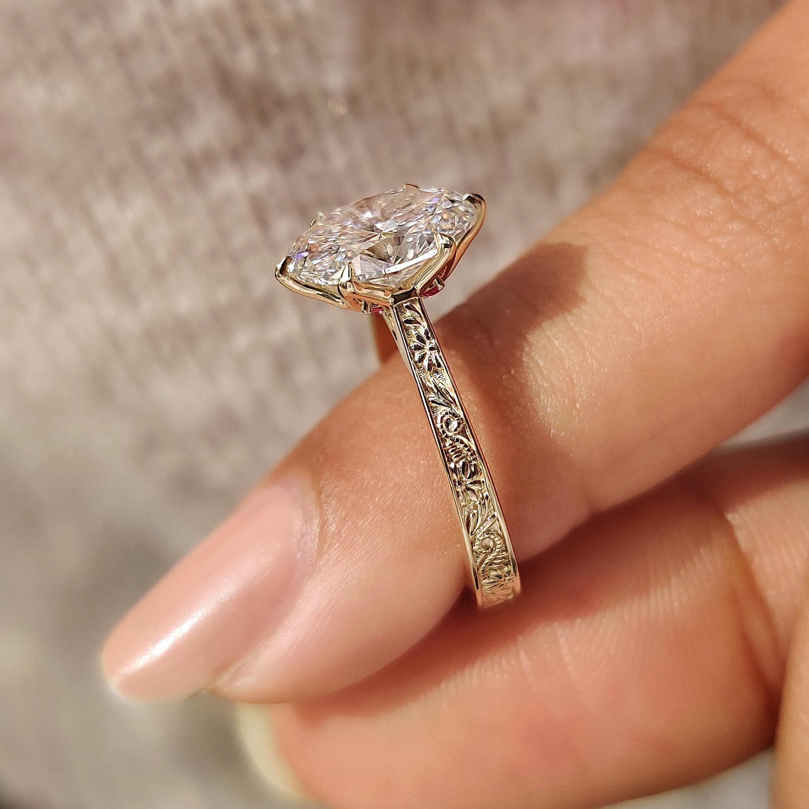 Oval Diamond Ring with Solitaire Setting