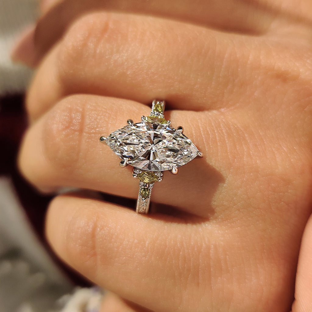 Marquise Engagement Ring In Vintage Art Deco style