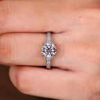 Round Diamond Engagement Ring with Round Diamonds Pave Setting