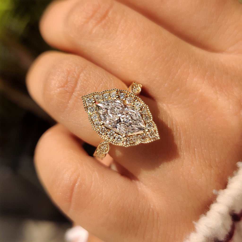 Dutch Marquise Engagement Ring in Vintage Style