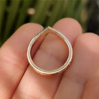 V Shape Art Deco Wedding Band In Milgrain Details