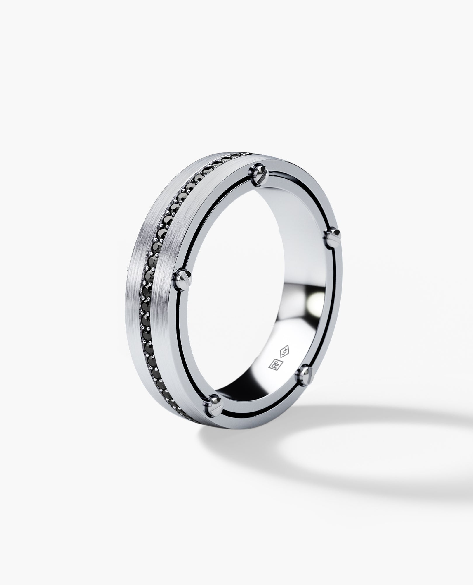 FRANKLIN Comfort Fit Gold Ring with 0.50ct Black Diamonds - 5mm - Ring 2