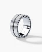 FRANKLIN Comfort Fit Gold Ring with 0.50ct Black Diamonds - 9mm - Wide Version