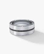 FRANKLIN Comfort Fit Gold Ring with 0.50ct Black Diamonds - 9mm - Wide Version