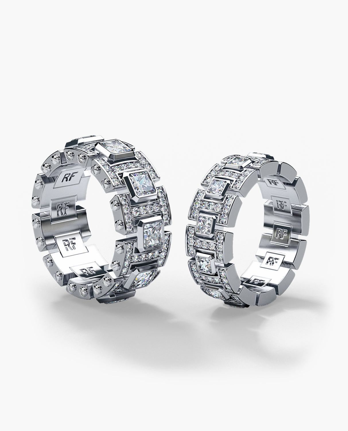 LA PAZ Gold Matching Wedding Band Set with 4.70ct & 1.30ct Diamonds