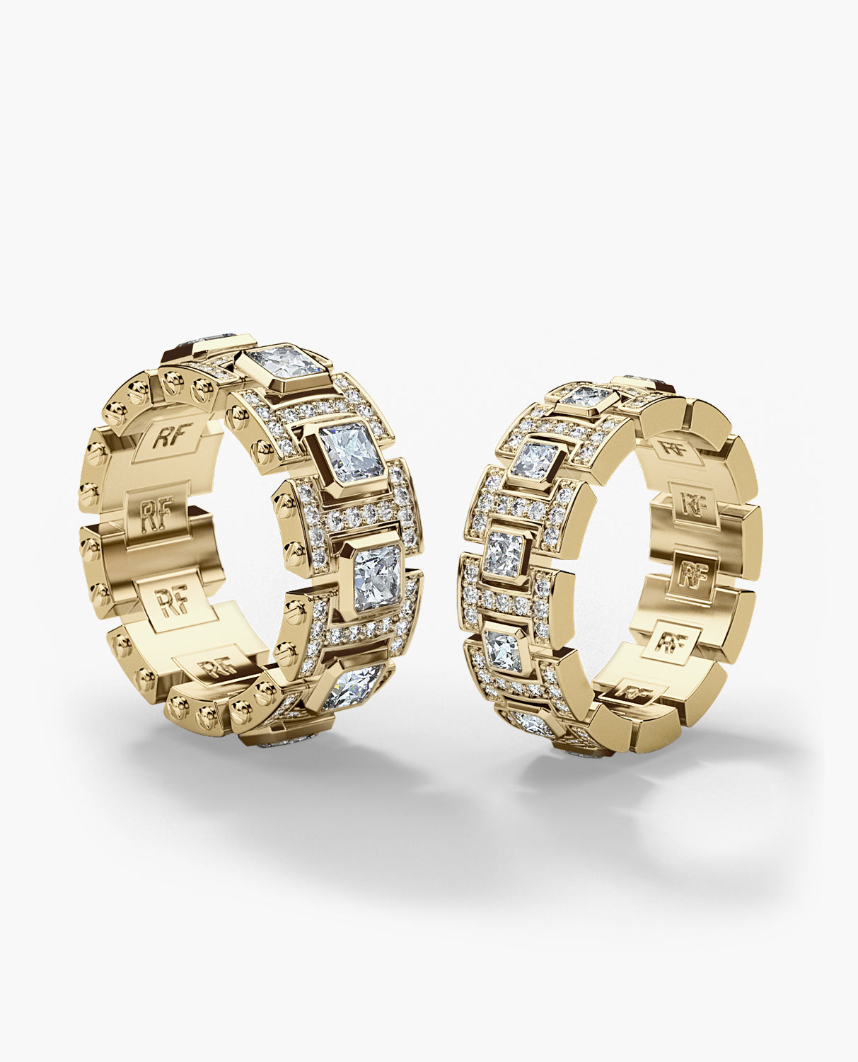 LA PAZ Gold Matching Wedding Band Set with 4.70ct & 1.30ct Diamonds
