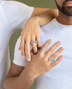 LA PAZ Gold Matching Diamond Wedding Band Set