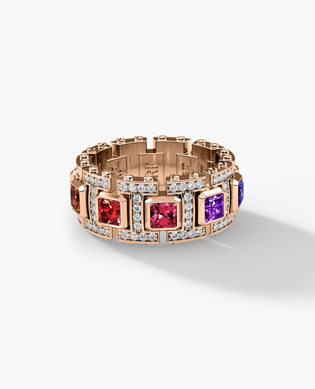 LA PAZ Gold Ring with 4.70ct Multi Color Sapphires and Diamonds
