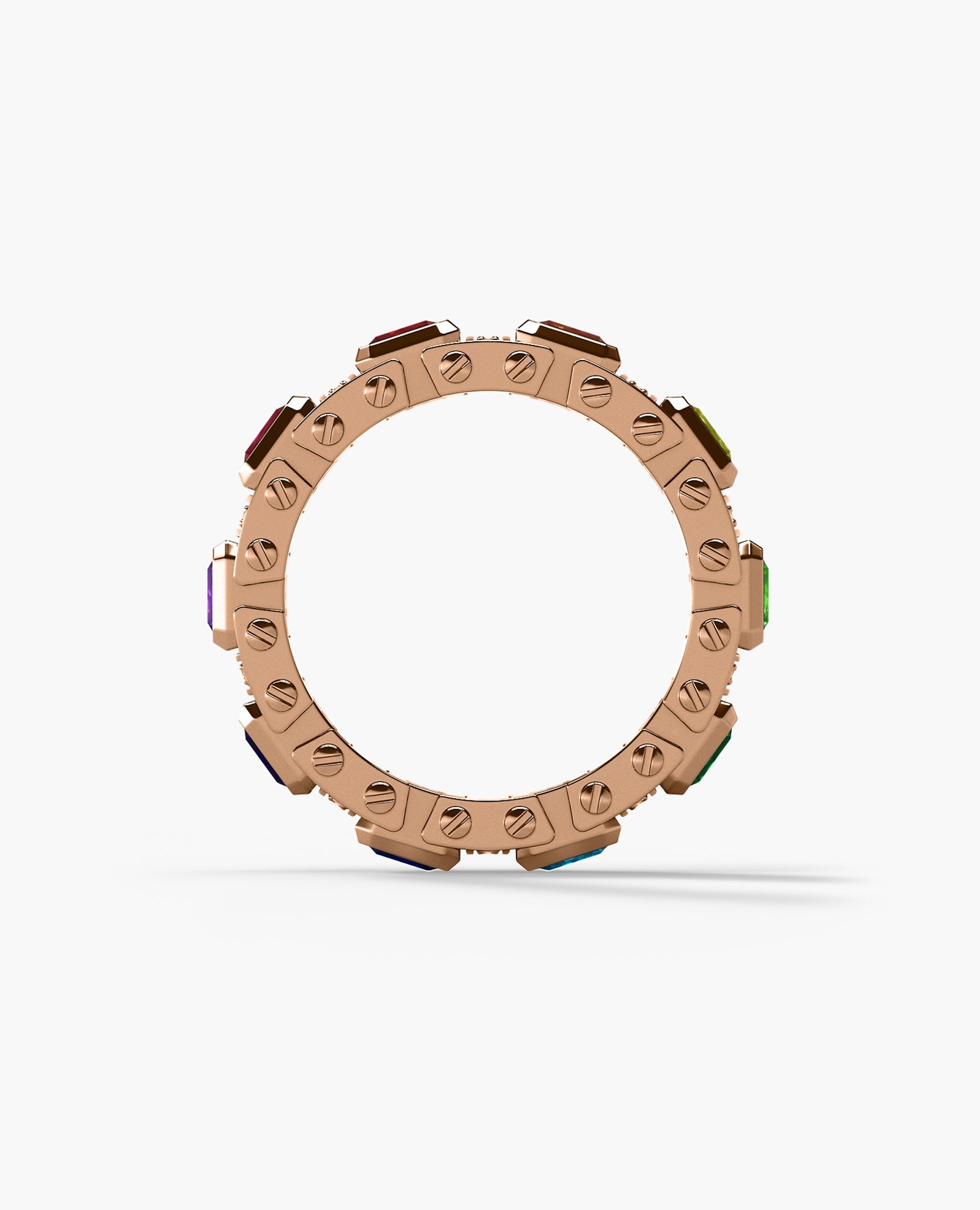 LA PAZ Gold Ring with 4.70ct Multi Color Sapphires and Diamonds