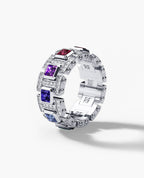 LA PAZ Gold Ring with 4.70ct Multi Color Sapphires and Diamonds