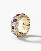 LA PAZ Gold Ring with 4.70ct Multi Color Sapphires and Diamonds