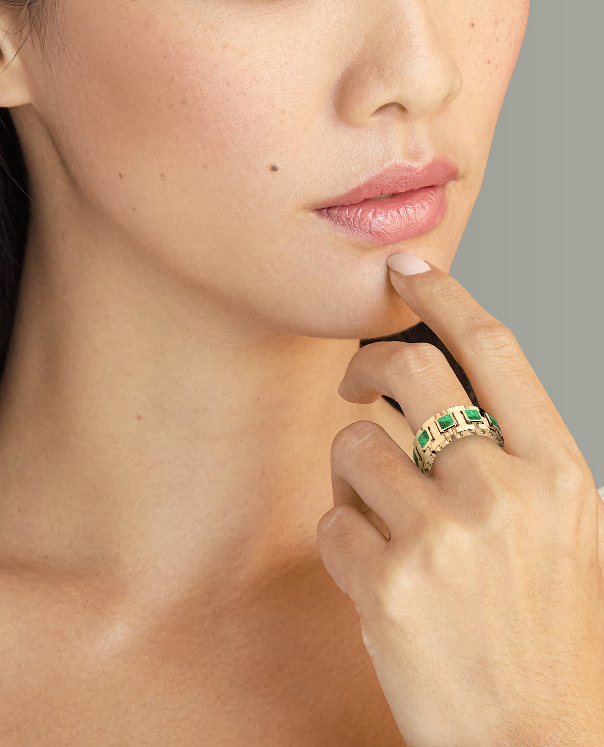 LA PAZ Gold Ring with Malachite