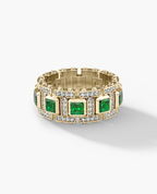 LA PAZ Gold Ring with 4.70ct Emeralds and Diamonds