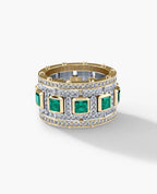 LA PAZ Two-Tone Gold Ring with 5.75ct Emeralds and Diamonds