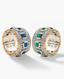 LA PAZ Two Tone Gold Diamond Matching Wedding Band Set with Sapphires and Emeralds