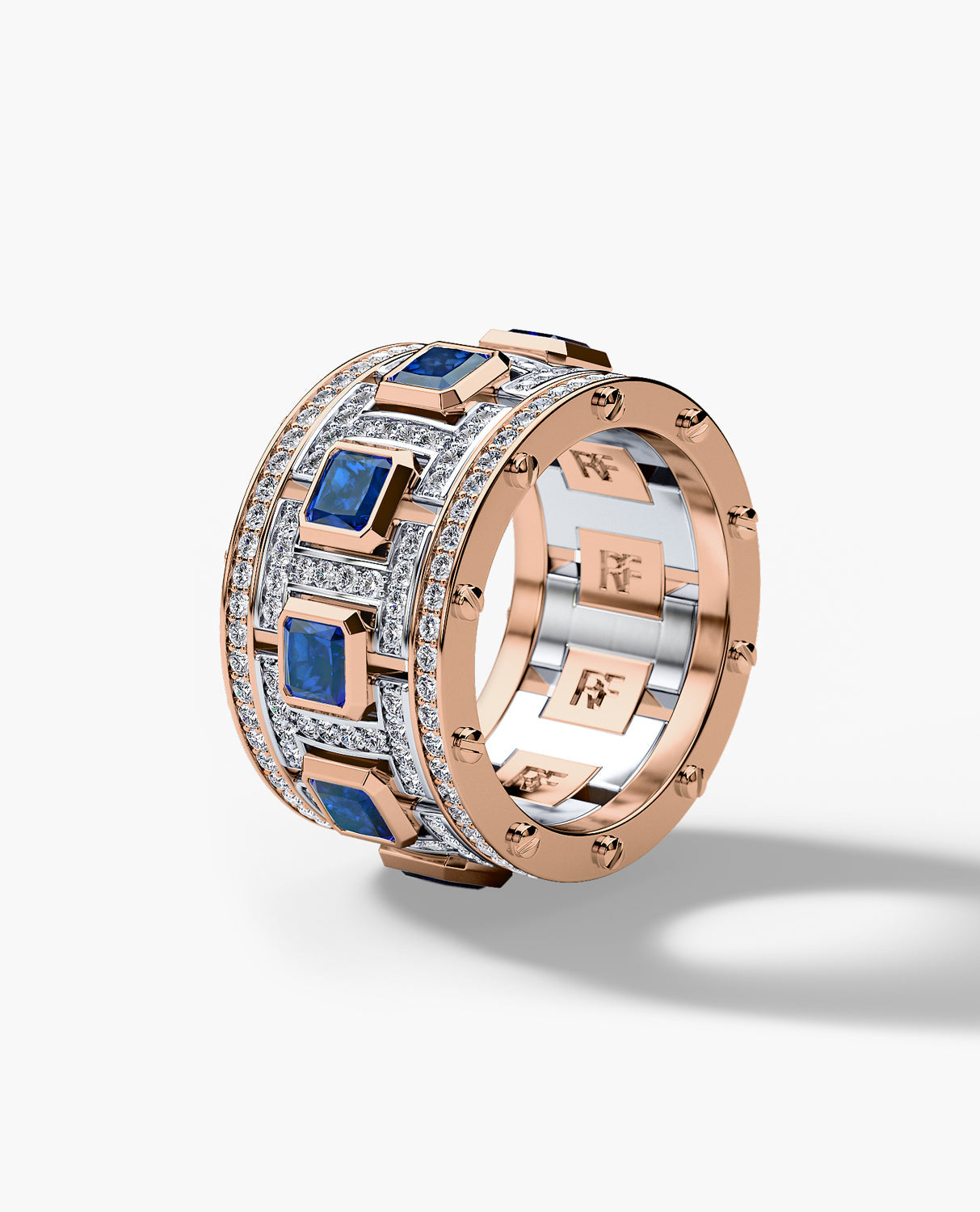 LA PAZ Two-Tone Gold Ring with 5.75ct Sapphires and Diamonds