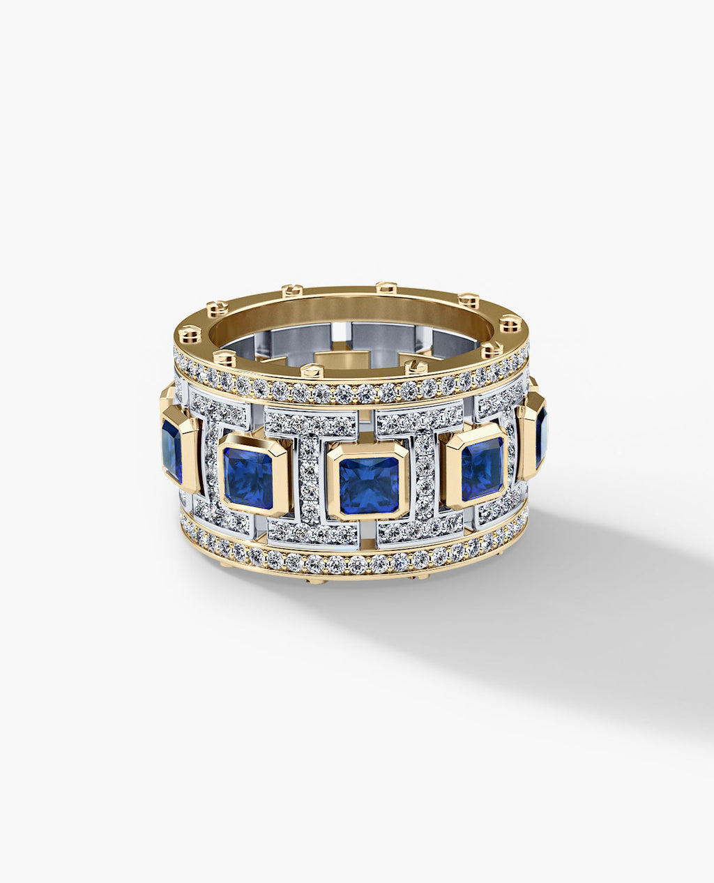 LA PAZ Two-Tone Gold Ring with 5.75ct Sapphires and Diamonds