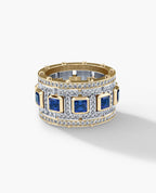 LA PAZ Two-Tone Gold Ring with 5.75ct Sapphires and Diamonds