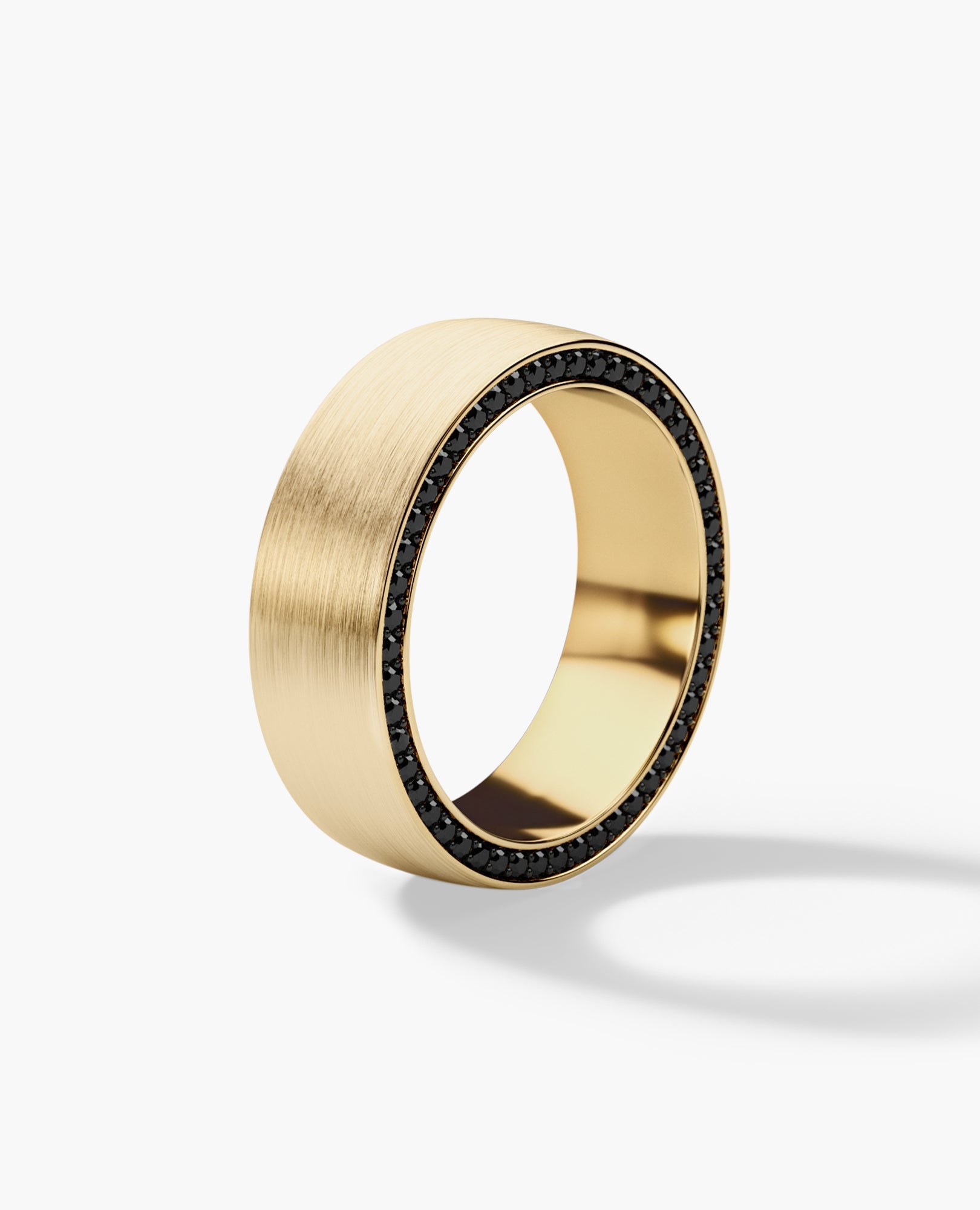 JERRITT Comfort Fit Mens Gold Ring with 0.70ct Black Diamonds
