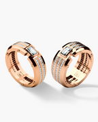 CLEBURNE Diamond Matching Wedding Band Set in Gold and Platinum