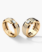 CLEBURNE Diamond Matching Wedding Band Set in Gold and Platinum