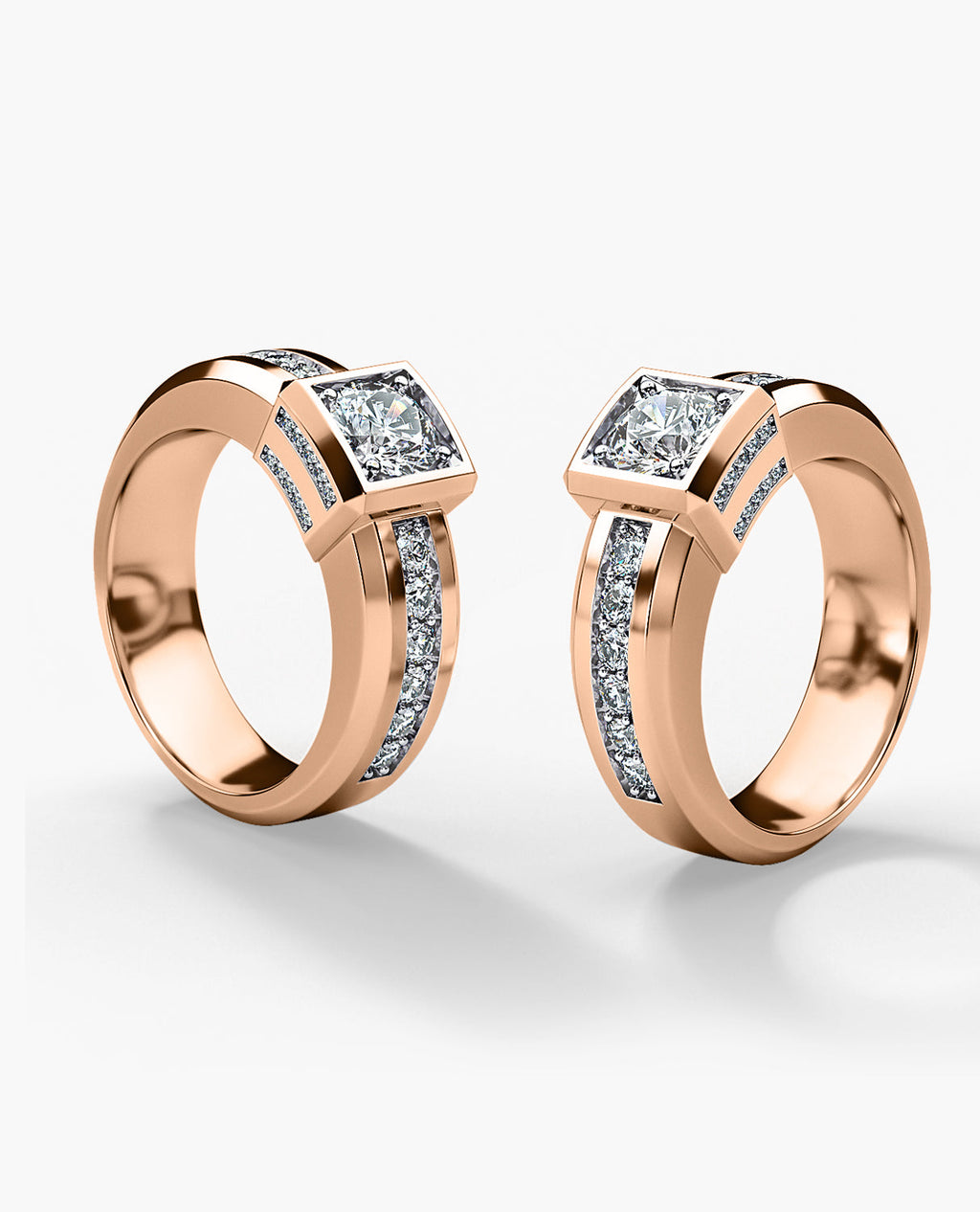 VULTURE Gold Matching Diamond Solitaire Wedding Band Set