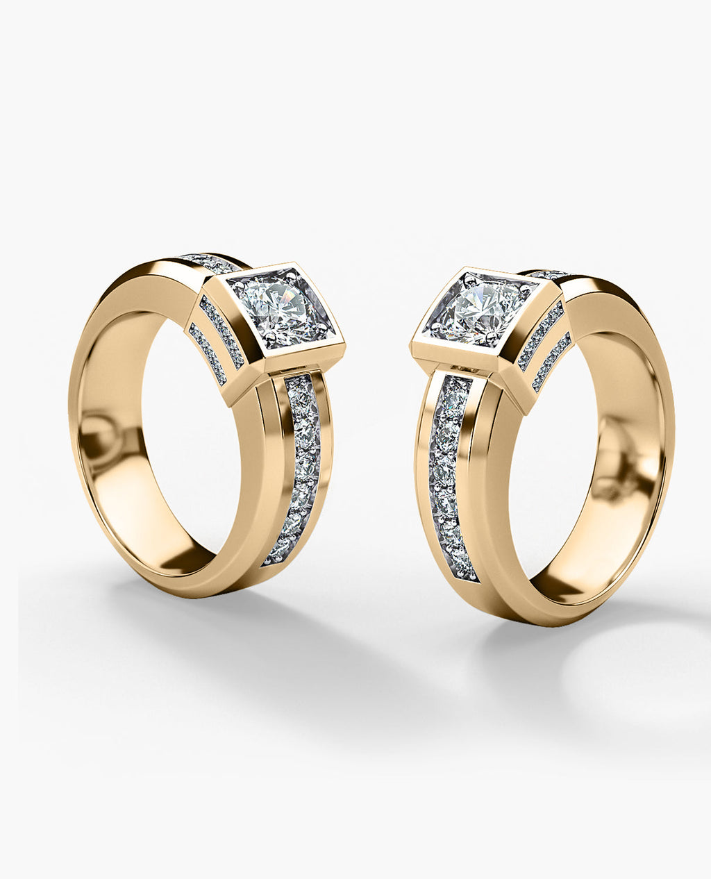 VULTURE Gold Matching Diamond Solitaire Wedding Band Set