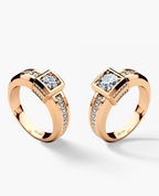 VULTURE Gold Matching Diamond Solitaire Ring Set
