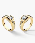 VULTURE Gold Matching Diamond Solitaire Ring Set