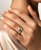 BRIGGS Gold Ring with 0.70ct Black Diamonds