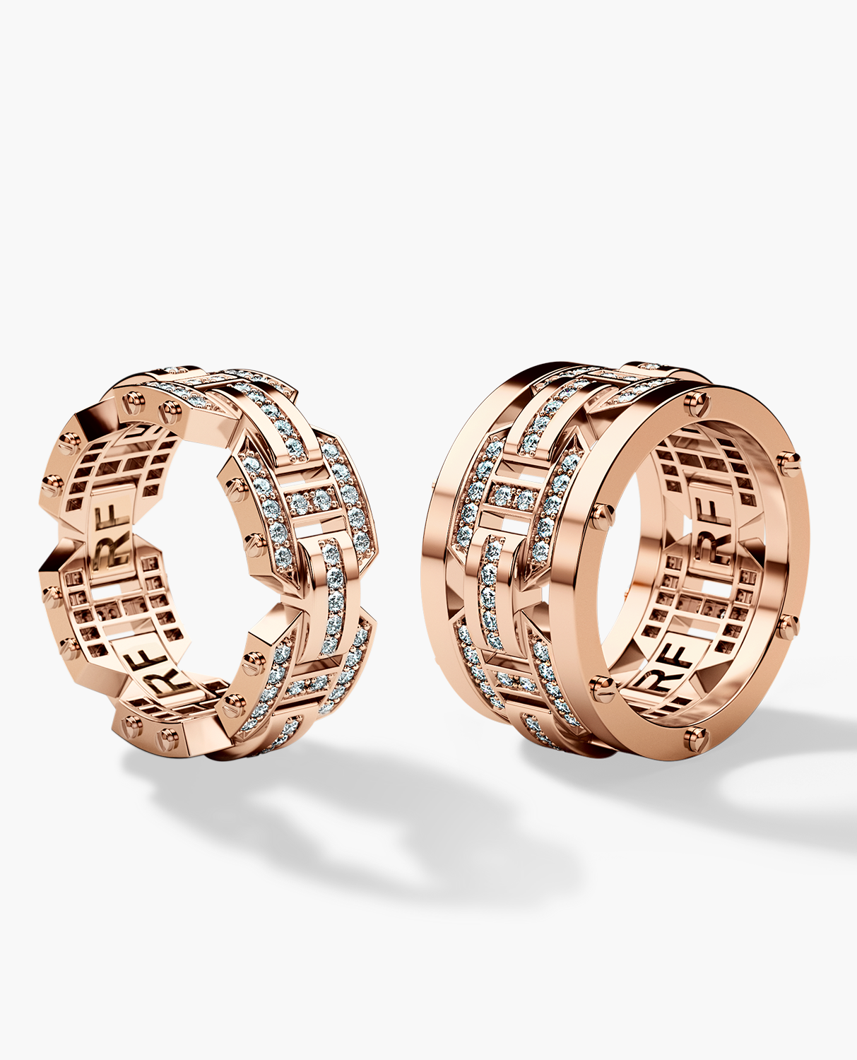 BRIGGS Diamond Matching Wedding Band Set in Gold and Platinum