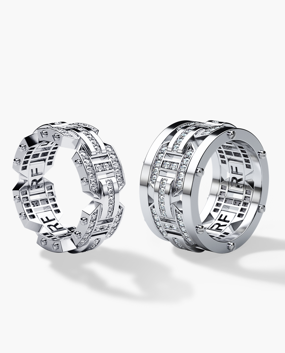 BRIGGS Diamond Matching Wedding Band Set in Gold and Platinum