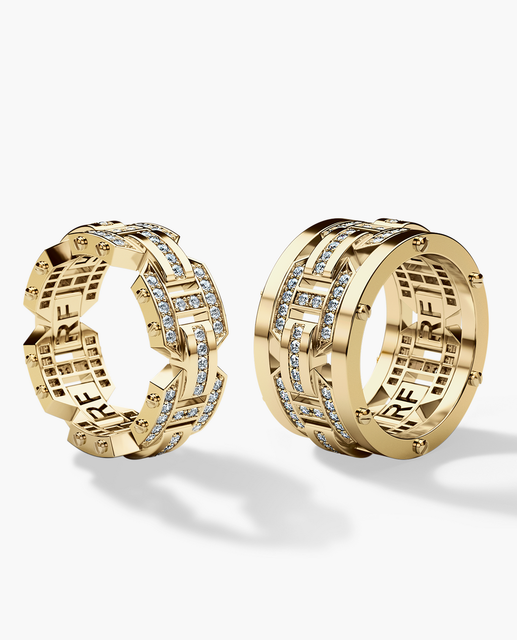 BRIGGS Diamond Matching Wedding Band Set in Gold and Platinum