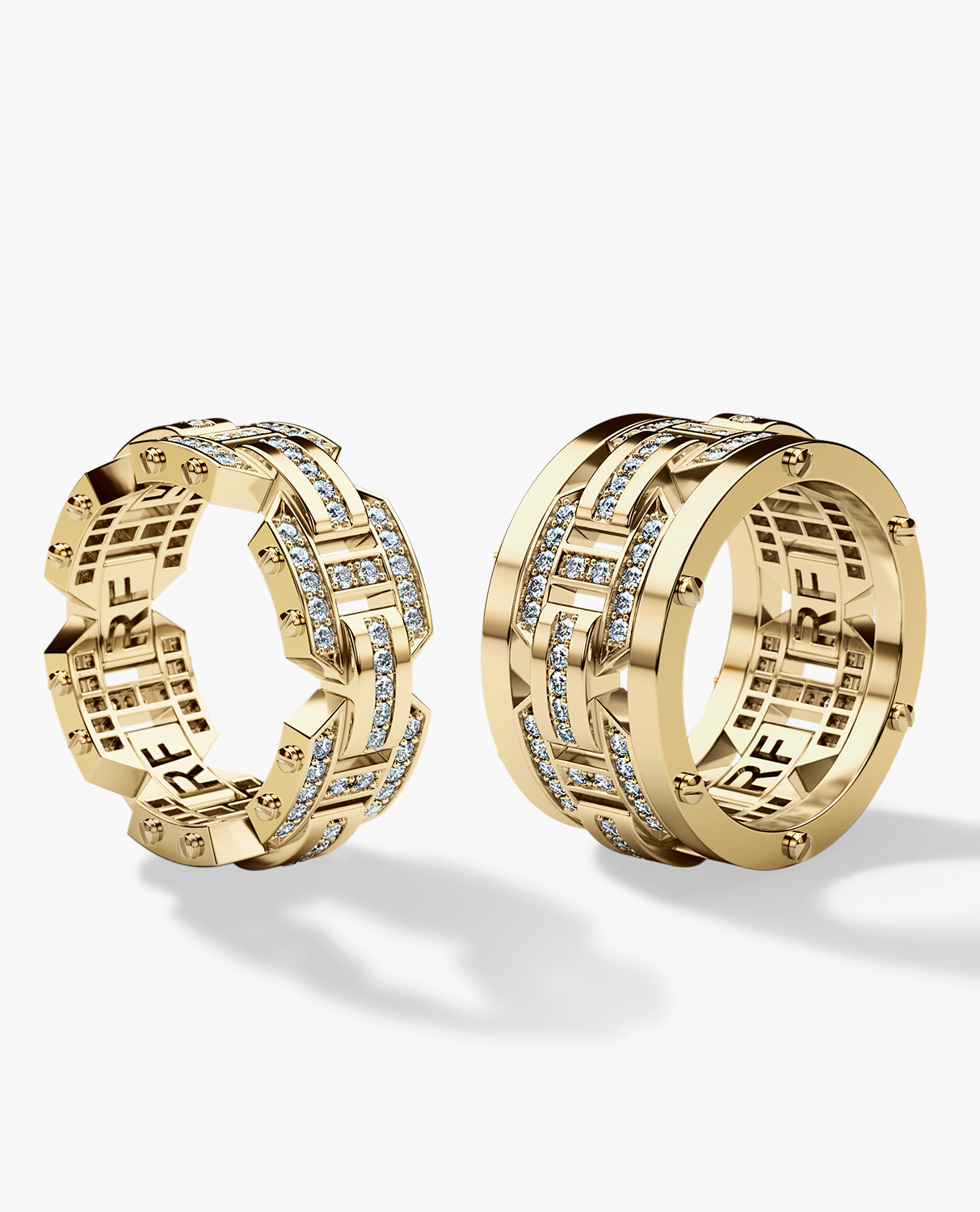 BRIGGS Diamond Matching Wedding Band Set in Gold and Platinum