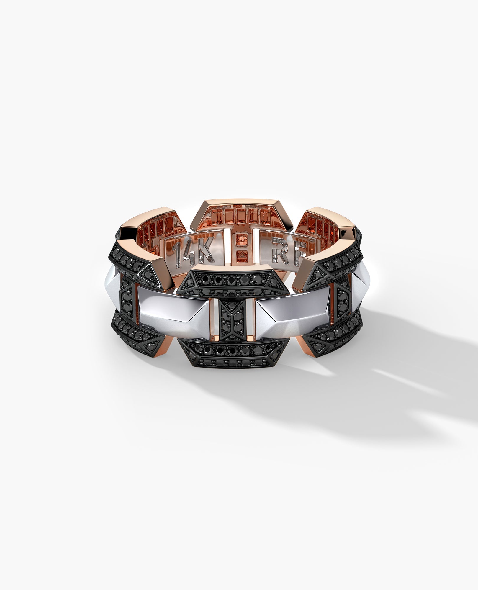 BRIGGS EDGE Two-Tone Gold Ring with 0.75ct Black Diamonds