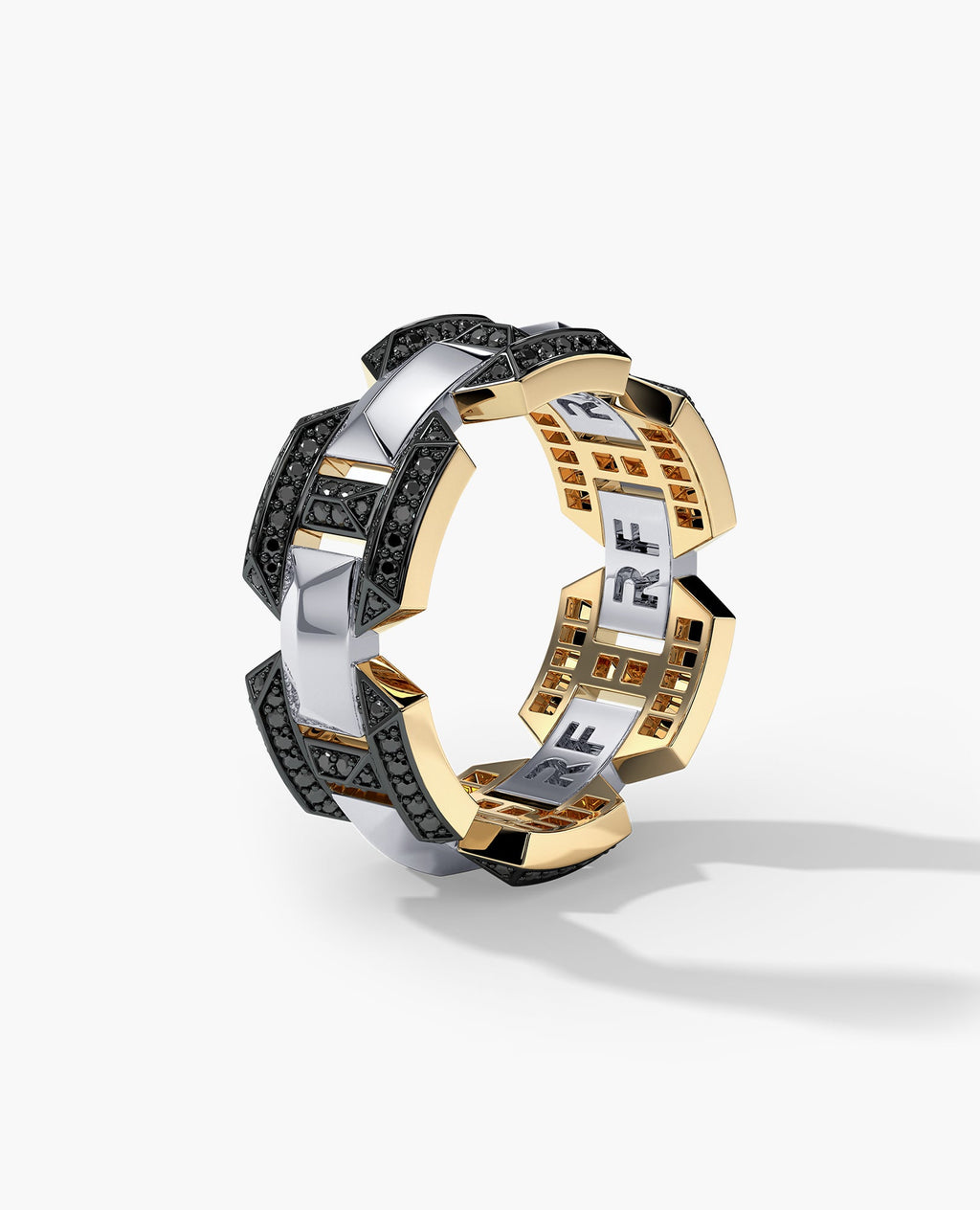 BRIGGS EDGE Two-Tone Gold Ring with 0.75ct Black Diamonds