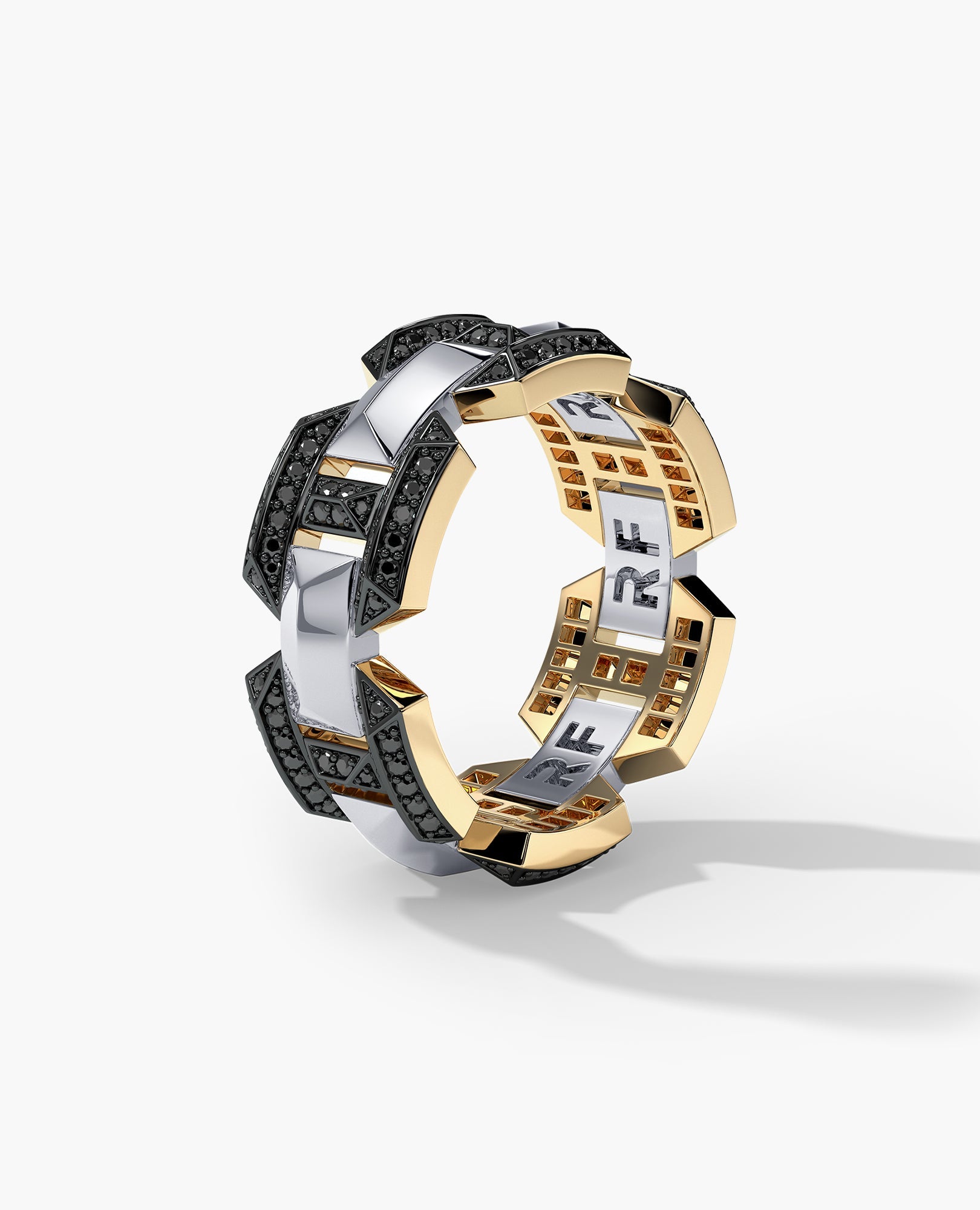 BRIGGS EDGE Two-Tone Gold Ring with 0.75ct Black Diamonds