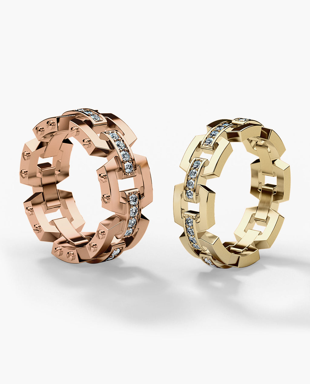 NORTHSTAR Gold Matching Diamond Wedding Band Set
