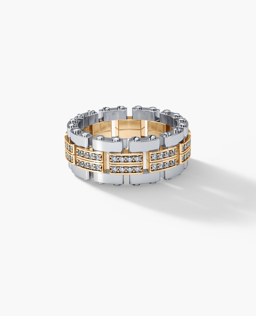 GETCHELL Two-Tone Gold Ring with 0.80ct Diamonds - Wide Version