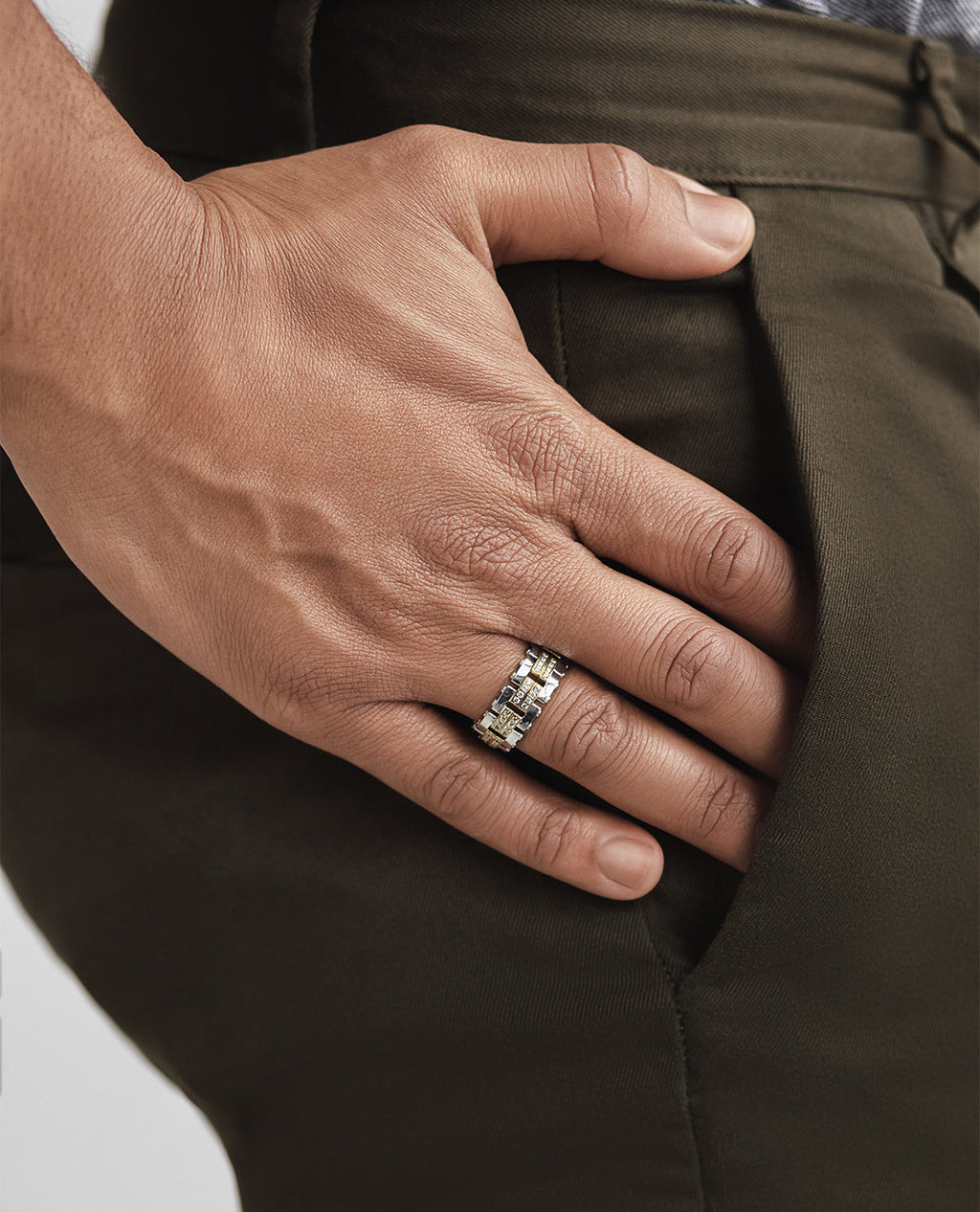 GETCHELL Two-Tone Gold Ring with 0.80ct Diamonds - Wide Version