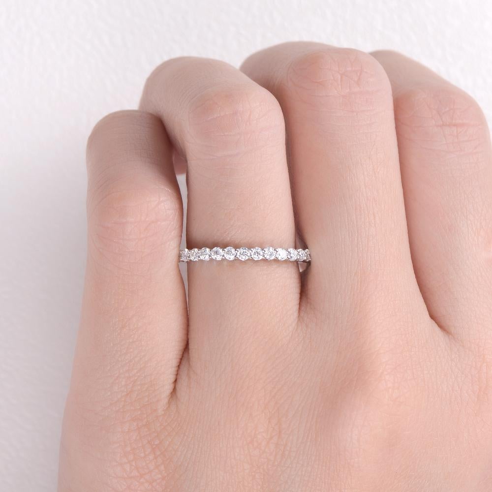 0.20CTW Round Brilliant Half Eternity Perfect Moissanite Wedding Band