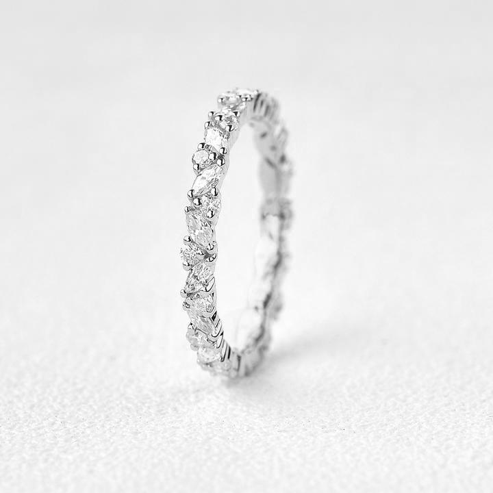 0.4 CT Round And Marquise Moissanite Wedding Band