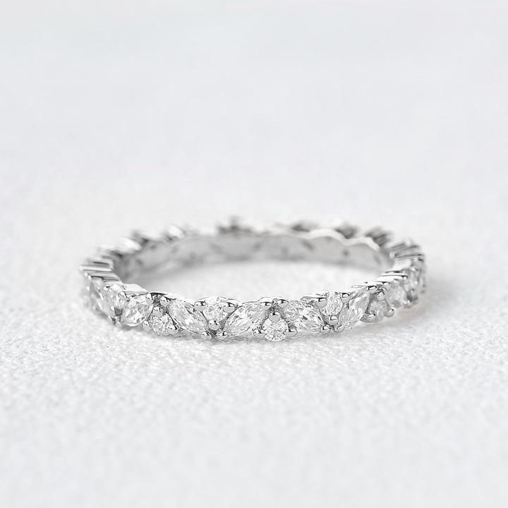 0.4 CT Round And Marquise Moissanite Wedding Band
